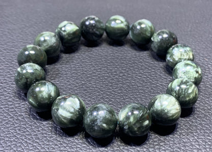 Seraphinite,AAAA Natural Authentic Russian Seraphinite Beads,12.3mm Bracelet,Seraphinite Beads Bracelet,Handmade Jewelry ET1195