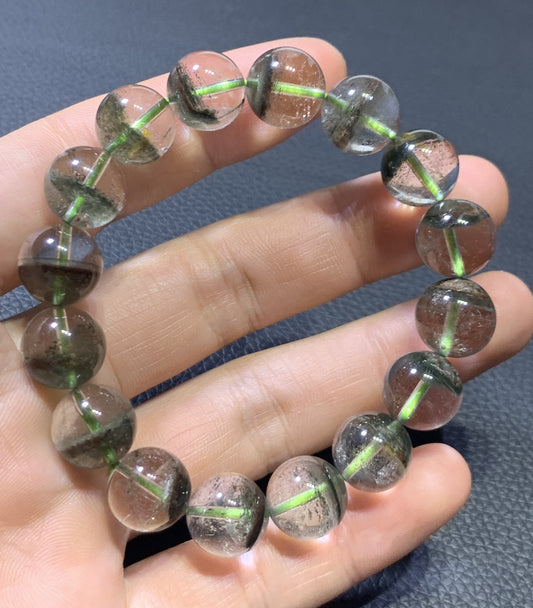 Phantom Crystal,AAAA Natural Authentic Zambia Green Phantom Crystal Bracelet,10mm Bracelet,Mens bracelet ET1197