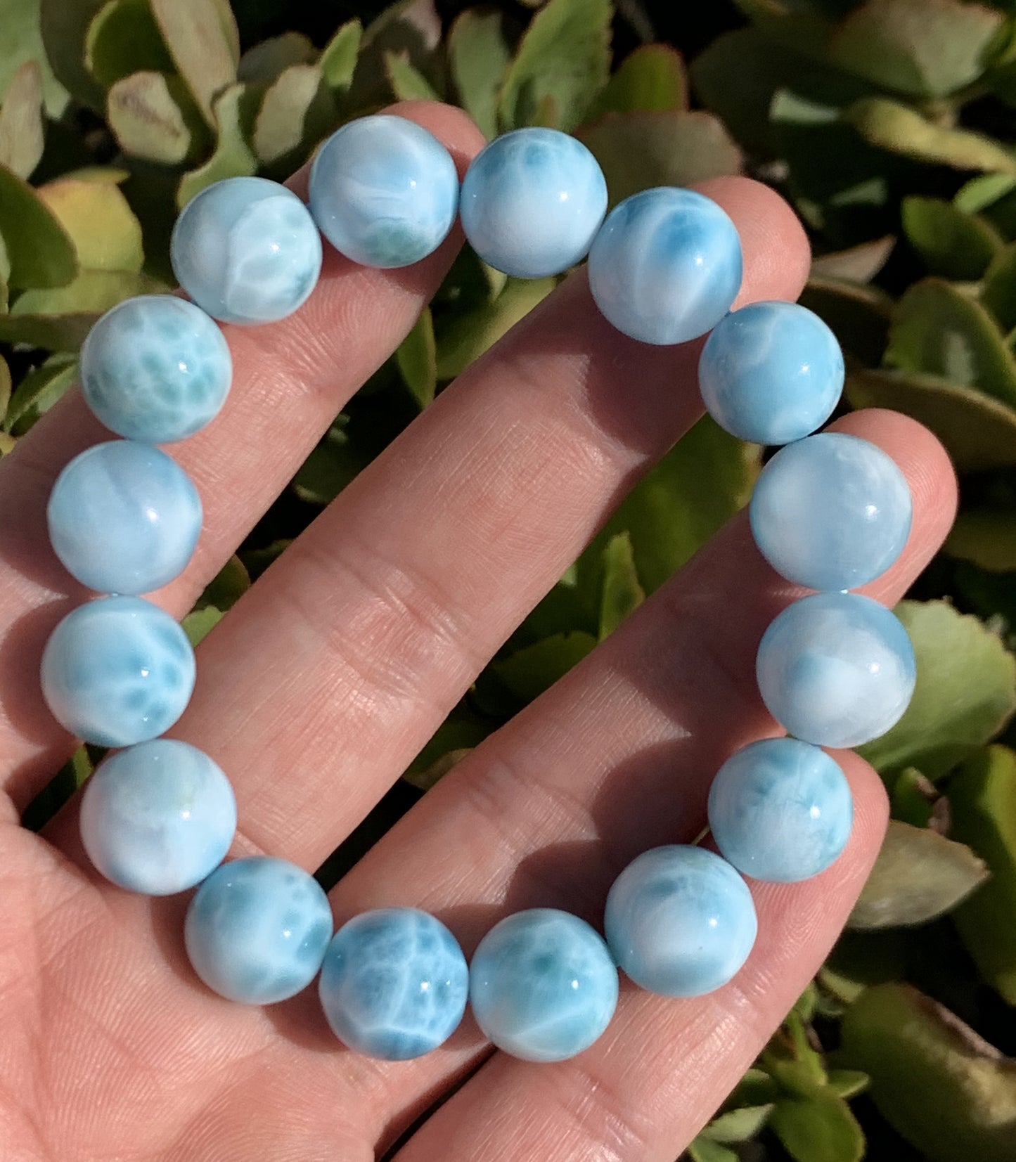 AAA+ Natural Authentic Dominican Larimar Bracelet,Gems Jewelry,Gems Bracelet,13mm Bracelet,Crystal Bracelet ET678