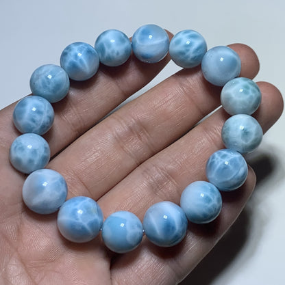 AAA+ Natural Authentic Dominican Larimar Bracelet,Gems Jewelry,Gems Bracelet,13mm Bracelet,Crystal Bracelet ET678