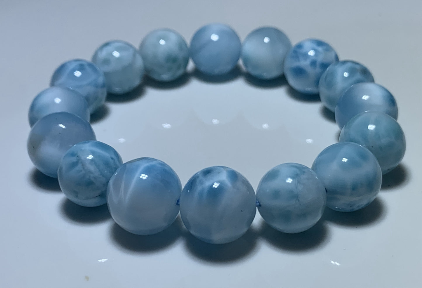 AAA+ Natural Authentic Dominican Larimar Bracelet,Gems Jewelry,Gems Bracelet,13mm Bracelet,Crystal Bracelet ET678