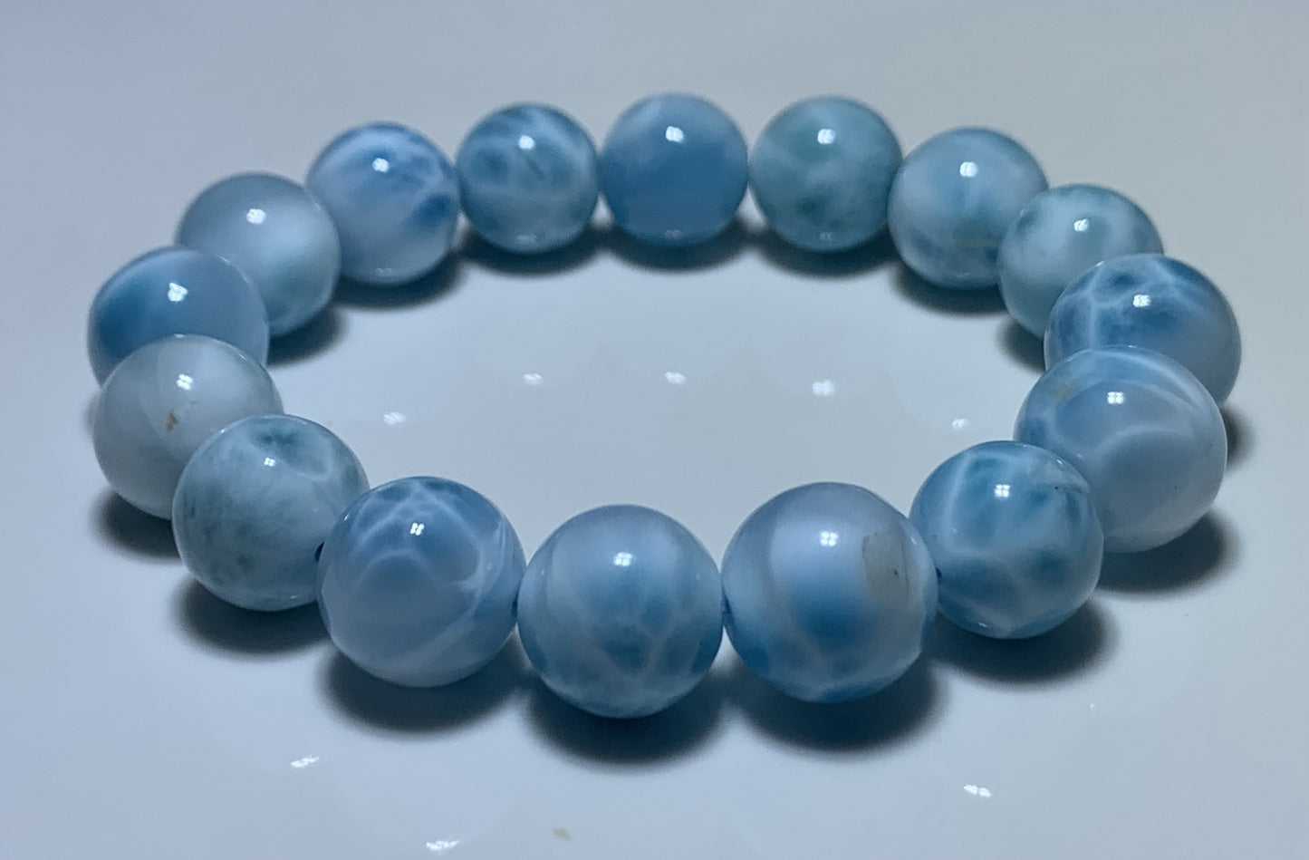 AAA+ Natural Authentic Dominican Larimar Bracelet,Gems Jewelry,Gems Bracelet,13mm Bracelet,Crystal Bracelet ET678