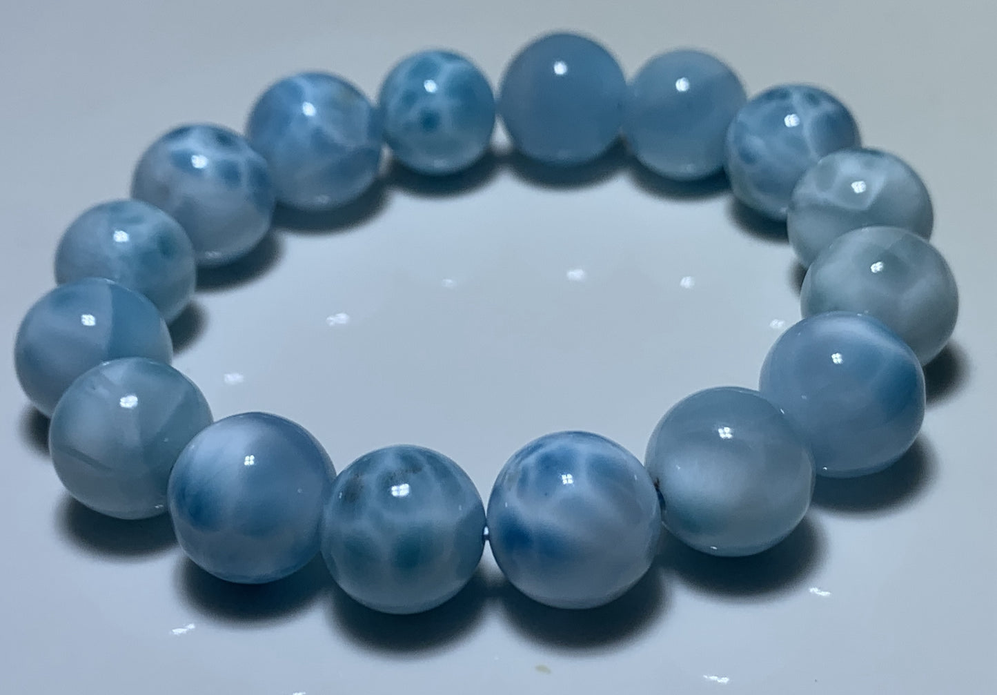 AAA+ Natural Authentic Dominican Larimar Bracelet,Gems Jewelry,Gems Bracelet,13mm Bracelet,Crystal Bracelet ET678