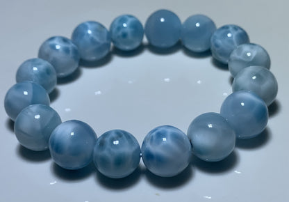 AAA+ Natural Authentic Dominican Larimar Bracelet,Gems Jewelry,Gems Bracelet,13mm Bracelet,Crystal Bracelet ET678