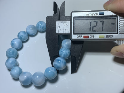 AAA+ Natural Authentic Dominican Larimar Bracelet,Gems Jewelry,Gems Bracelet,13mm Bracelet,Crystal Bracelet ET678