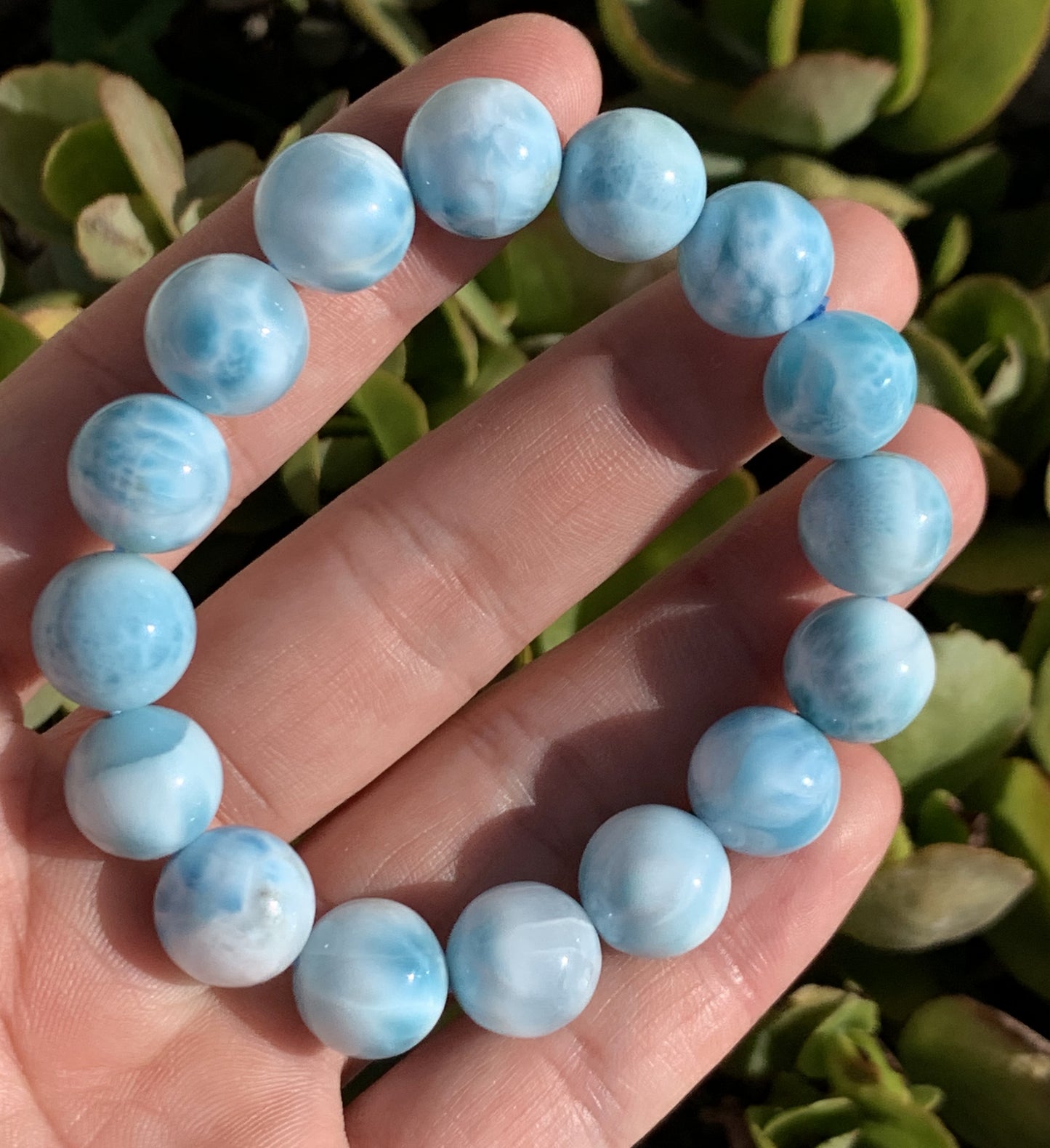 AA++ Natural Authentic Dominican Larimar Bracelet,Gems Jewelry,Gems Bracelet,12.8mm Bracelet,Crystal Bracelet ET1078