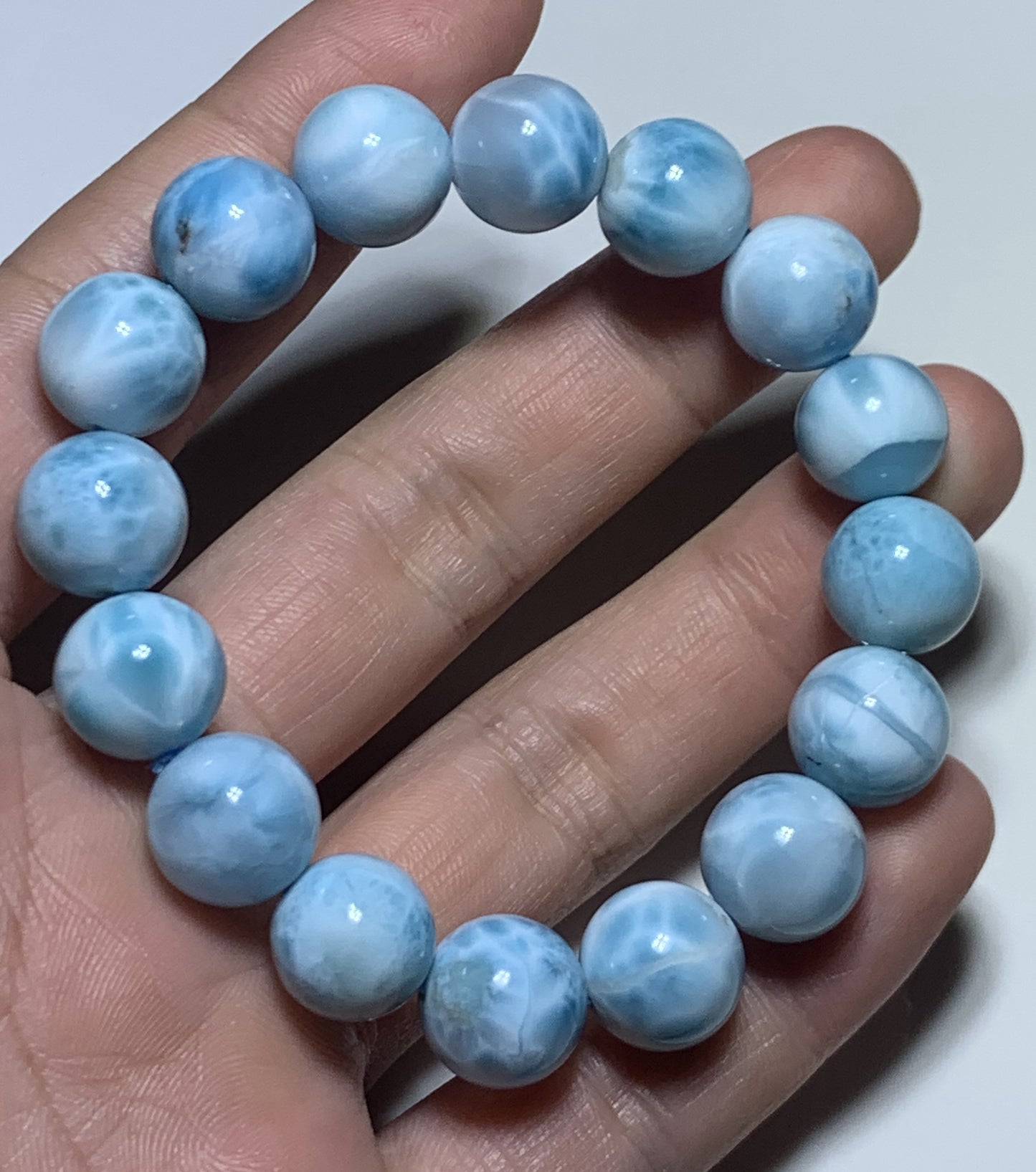 AA++ Natural Authentic Dominican Larimar Bracelet,Gems Jewelry,Gems Bracelet,12.8mm Bracelet,Crystal Bracelet ET1078