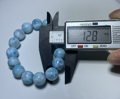 AA++ Natural Authentic Dominican Larimar Bracelet,Gems Jewelry,Gems Bracelet,12.8mm Bracelet,Crystal Bracelet ET1078