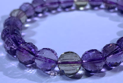 AAAA+ Natural Genuine Ametrine Bracelet,8-10mm Ballpoint Bracelet, Healing Crystal Bracelet,Crystal Bracelet ET1227