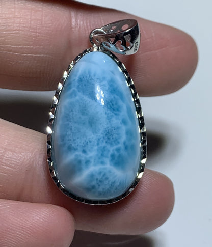 AAA+ Natural  Authentic Dominican Larimar 925 Silver Pendant, Handmade Silver Pendant,Lairmar Jewelry ET292