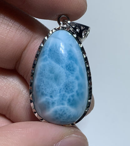 AAA+ Natural  Authentic Dominican Larimar 925 Silver Pendant, Handmade Silver Pendant,Lairmar Jewelry ET292