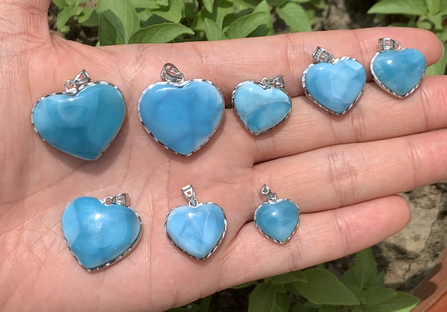 AAA++ Natural Authentic Dominican Larimar Pendants, Larimar Stone,Gift For Her,Heart Shape Jewelry,Larimar Jewelry ET03