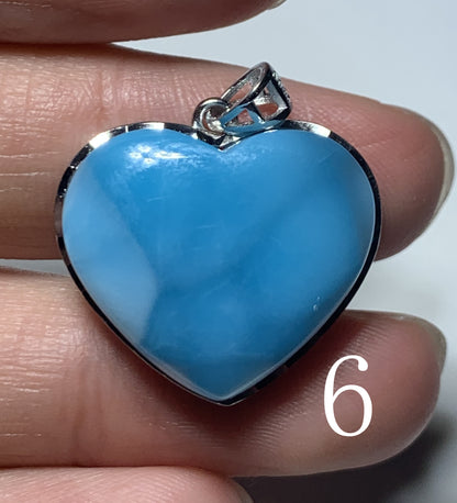 AAA++ Natural Authentic Dominican Larimar Pendants, Larimar Stone,Gift For Her,Heart Shape Jewelry,Larimar Jewelry ET03