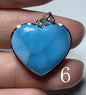 AAA++ Natural Authentic Dominican Larimar Pendants, Larimar Stone,Gift For Her,Heart Shape Jewelry,Larimar Jewelry ET03