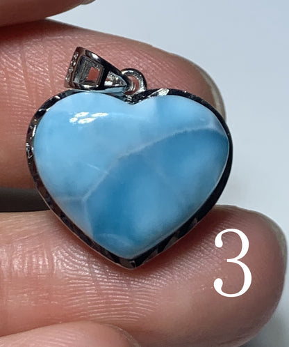 AAA++ Natural Authentic Dominican Larimar Pendants, Larimar Stone,Gift For Her,Heart Shape Jewelry,Larimar Jewelry ET03