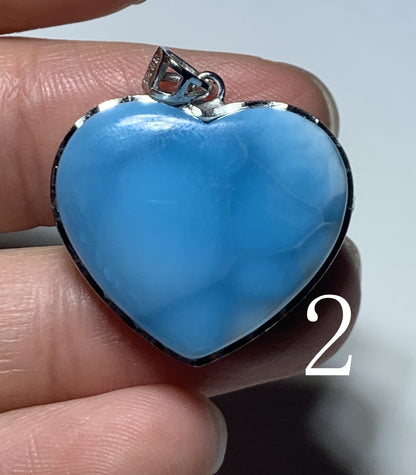 AAA++ Natural Authentic Dominican Larimar Pendants, Larimar Stone,Gift For Her,Heart Shape Jewelry,Larimar Jewelry ET03