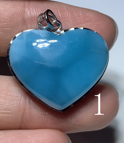 AAA++ Natural Authentic Dominican Larimar Pendants, Larimar Stone,Gift For Her,Heart Shape Jewelry,Larimar Jewelry ET03