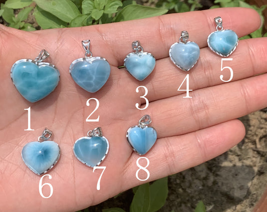 AAA++ Natural Authentic Dominican Larimar Pendants, Larimar Stone,Gift For Her,Heart Shape Jewelry,Larimar Jewelry ET04