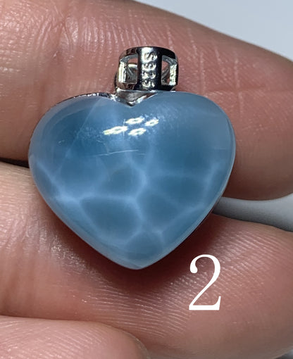 AAA++ Natural Authentic Dominican Larimar Pendants, Larimar Stone,Gift For Her,Heart Shape Jewelry,Larimar Jewelry ET04