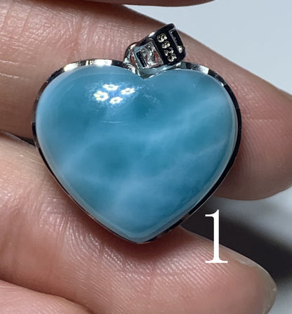 AAA++ Natural Authentic Dominican Larimar Pendants, Larimar Stone,Gift For Her,Heart Shape Jewelry,Larimar Jewelry ET04