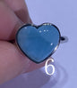 AAAA Natural Larimar Ring,925 Silver Ring,Heart-Shaped Lariamr Ring,Handmade Silver Ring,Natural StonesAdjustable Size Ring ET08