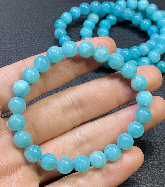 AAA Authentic Natural Amazonite Bracelet,8mm Bracelet,Gemstone Bracelet,Handmade Jewelry.Men's Bracelet ET012