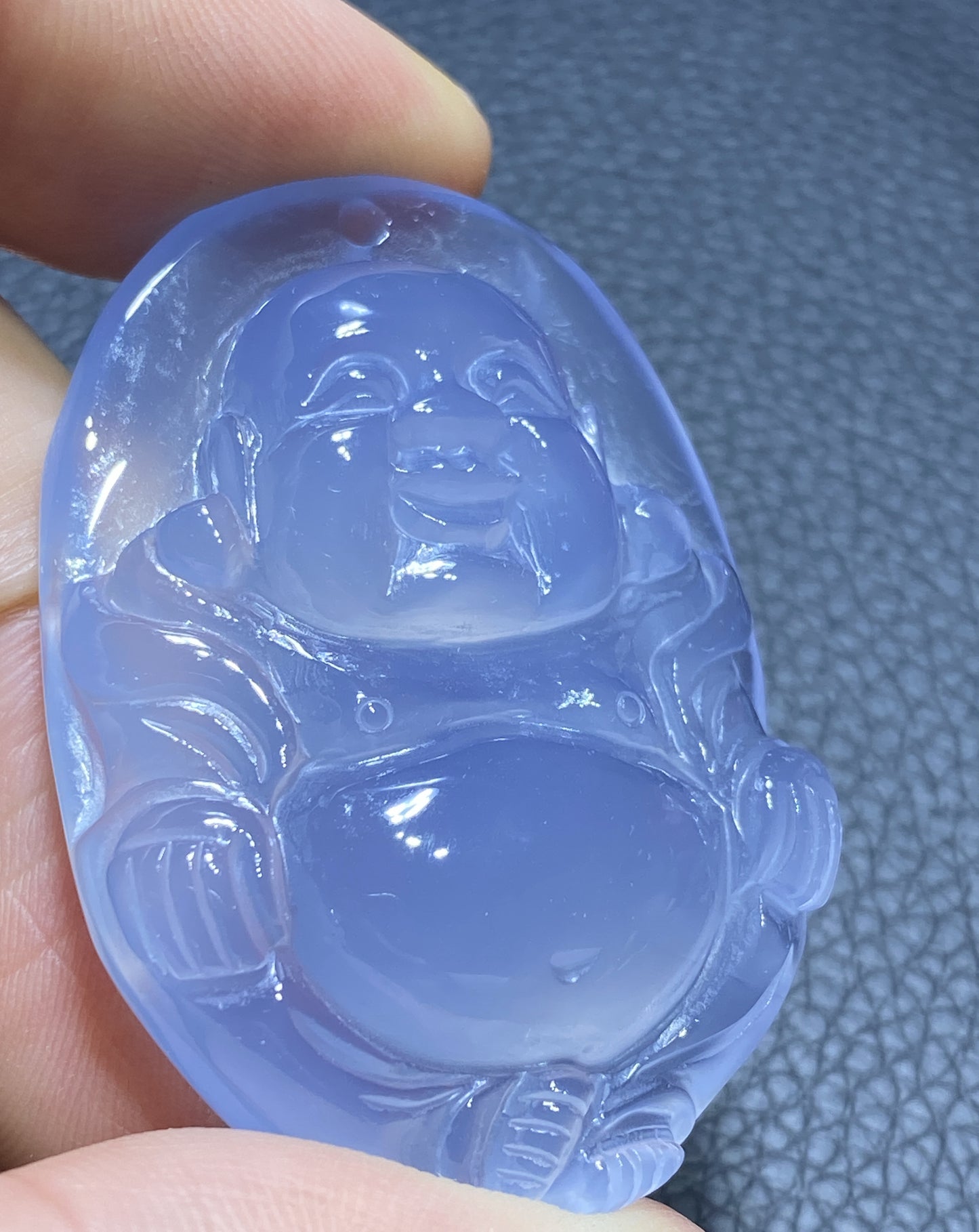 AAA+ Natural  Authentic Dominican Blue Chalcedony Pendant,HandmadeHand-carved Buddha StatuePendant,Turkey Blue Chalcedony ET013