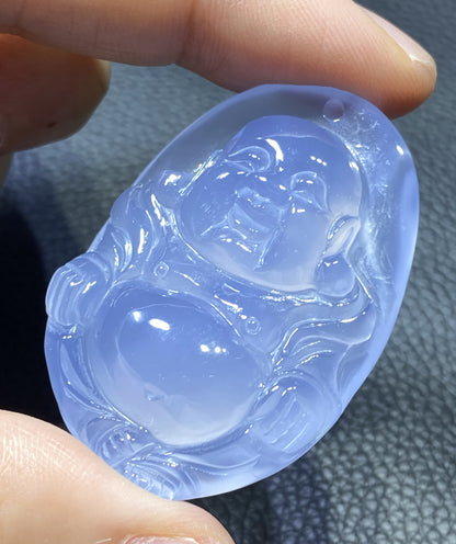 AAA+ Natural  Authentic Dominican Blue Chalcedony Pendant,HandmadeHand-carved Buddha StatuePendant,Turkey Blue Chalcedony ET013