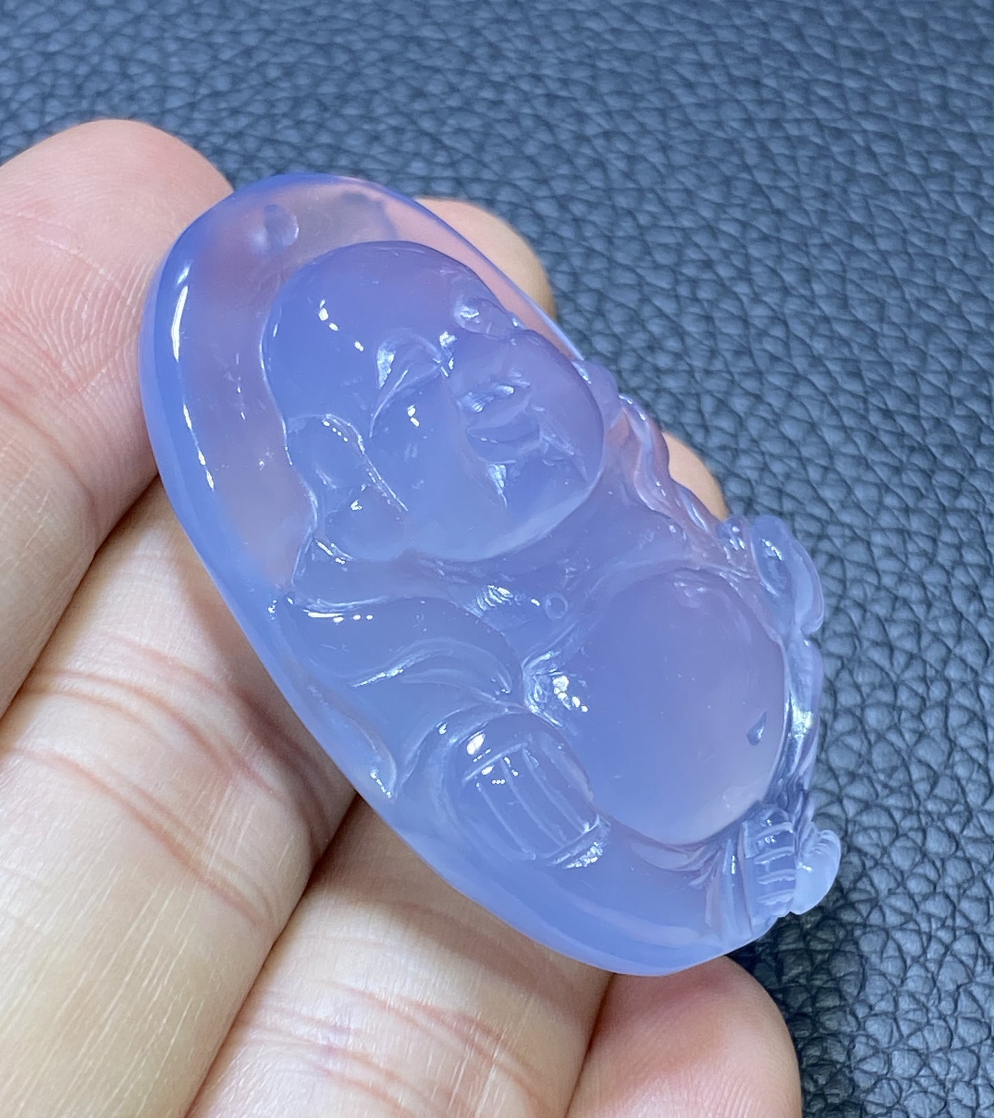 AAA+ Natural  Authentic Dominican Blue Chalcedony Pendant,HandmadeHand-carved Buddha StatuePendant,Turkey Blue Chalcedony ET013