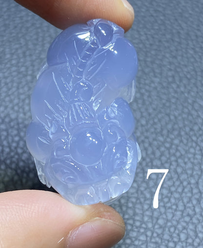 AAAA+ Natural  Authentic Dominican Blue Chalcedony Pendant,HandmadeHand-carved Buddha StatuePendant,Turkey Blue Chalcedony ET016