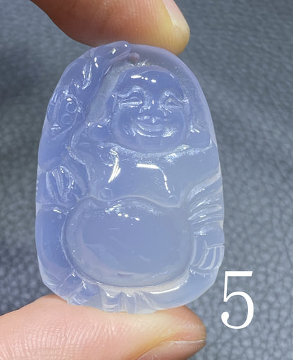 AAAA+ Natural  Authentic Dominican Blue Chalcedony Pendant,HandmadeHand-carved Buddha StatuePendant,Turkey Blue Chalcedony ET016