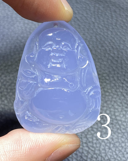 AAAA+ Natural  Authentic Dominican Blue Chalcedony Pendant,HandmadeHand-carved Buddha StatuePendant,Turkey Blue Chalcedony ET016