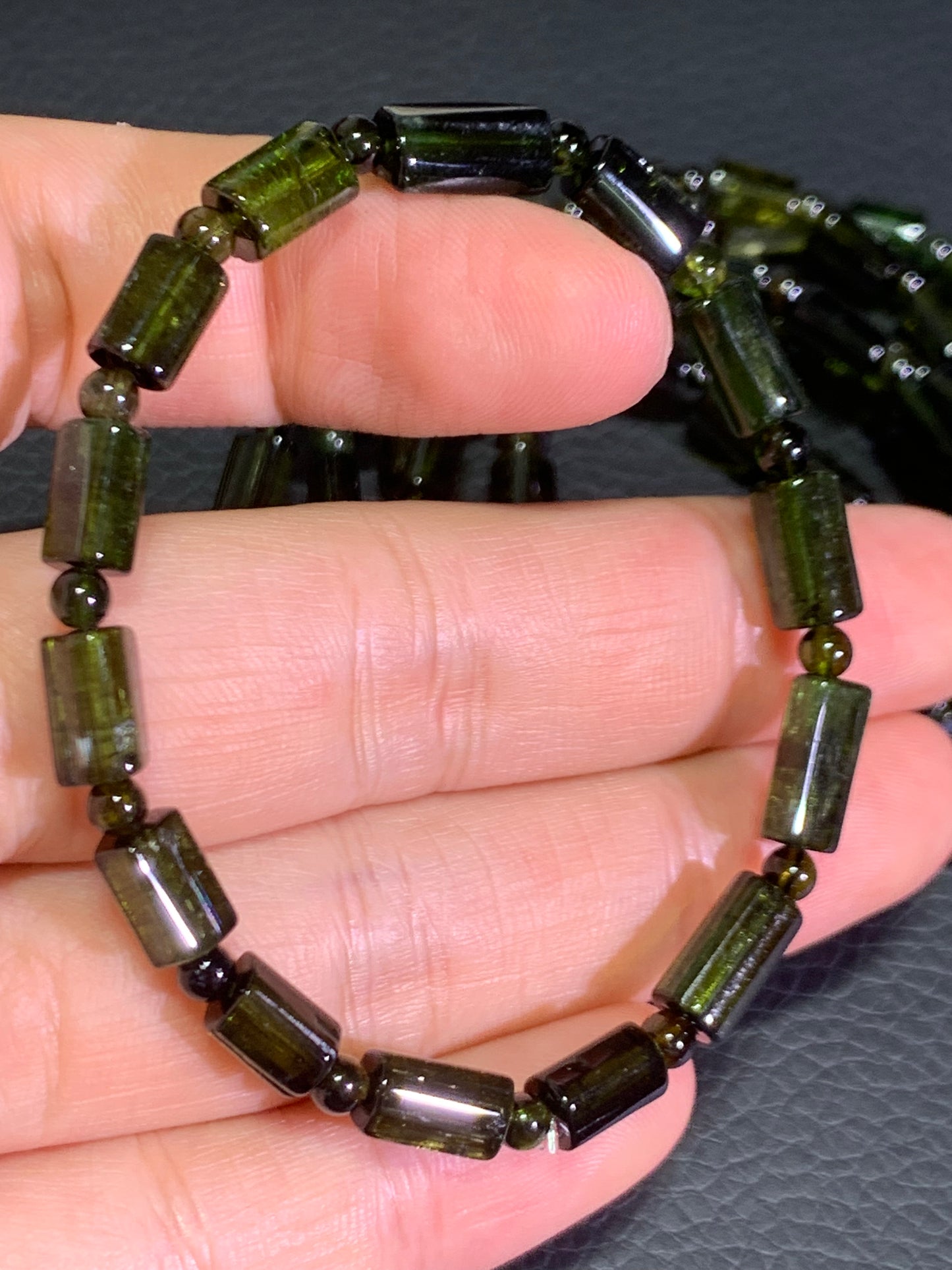 AAAA+ Natural Authentic Tourmaline Bracelet,Green Tourmaline Bracelet,Rainbow Tourmaline Bracelet,Crystal Bracelet ET1166