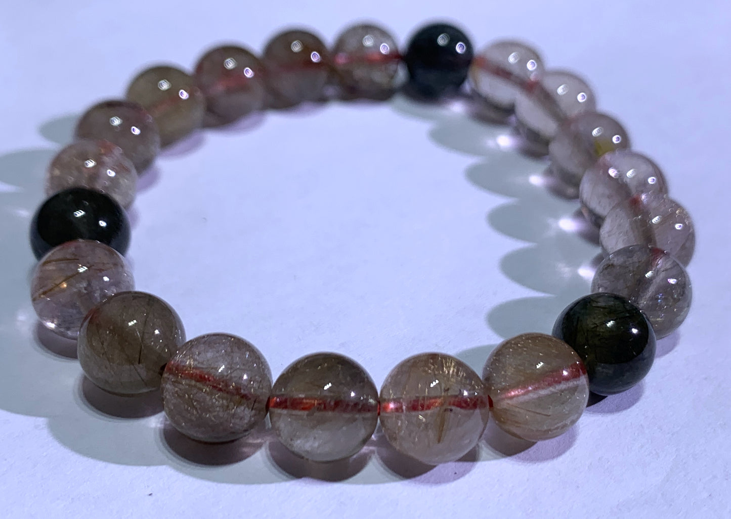 Rutilated Quartz Bracelet,Natural Rutilated Quartz Bracelet,9mm Bracelet,Lucky Bracelet,Handmade jewelry ET058