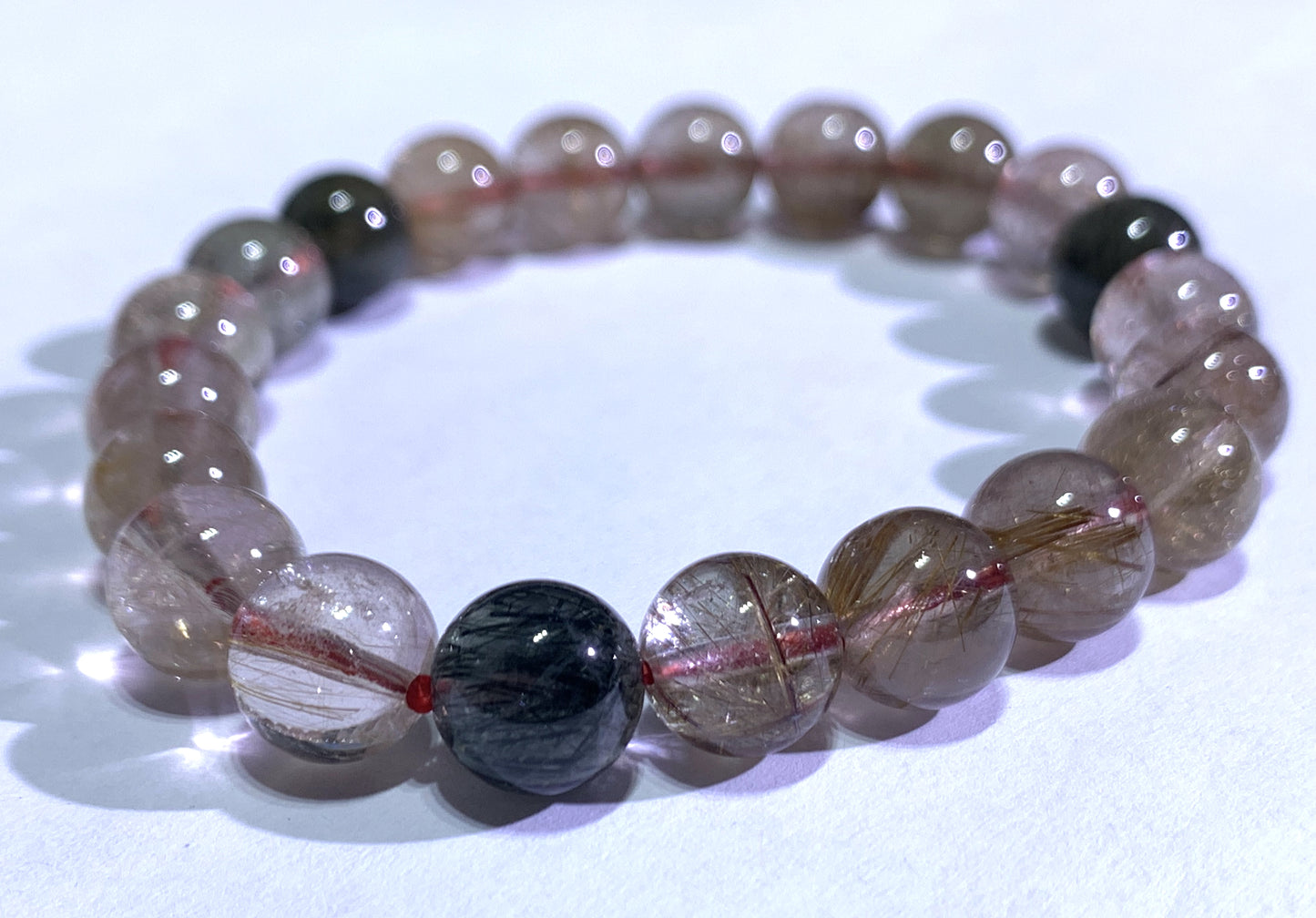 Rutilated Quartz Bracelet,Natural Rutilated Quartz Bracelet,9mm Bracelet,Lucky Bracelet,Handmade jewelry ET058