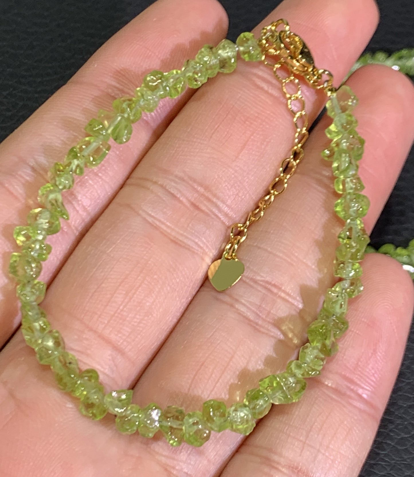 Peridot Bracelet,AAA+ Natural Authentic Peridot Bracelet,Irregular Bracelet,Green Gemstone Bracelet,Adjustable Size Bracelet ET66