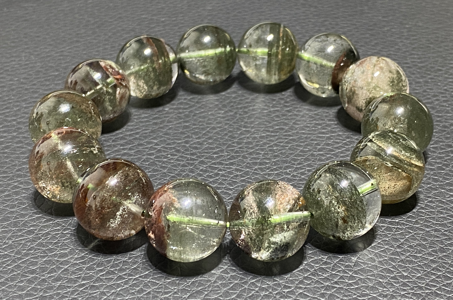 Green Phantom Crystal,AAAA Natural Authentic Zambia Green Phantom Crystal Bracelet,16mm Bracelet,Mens bracelet ET117