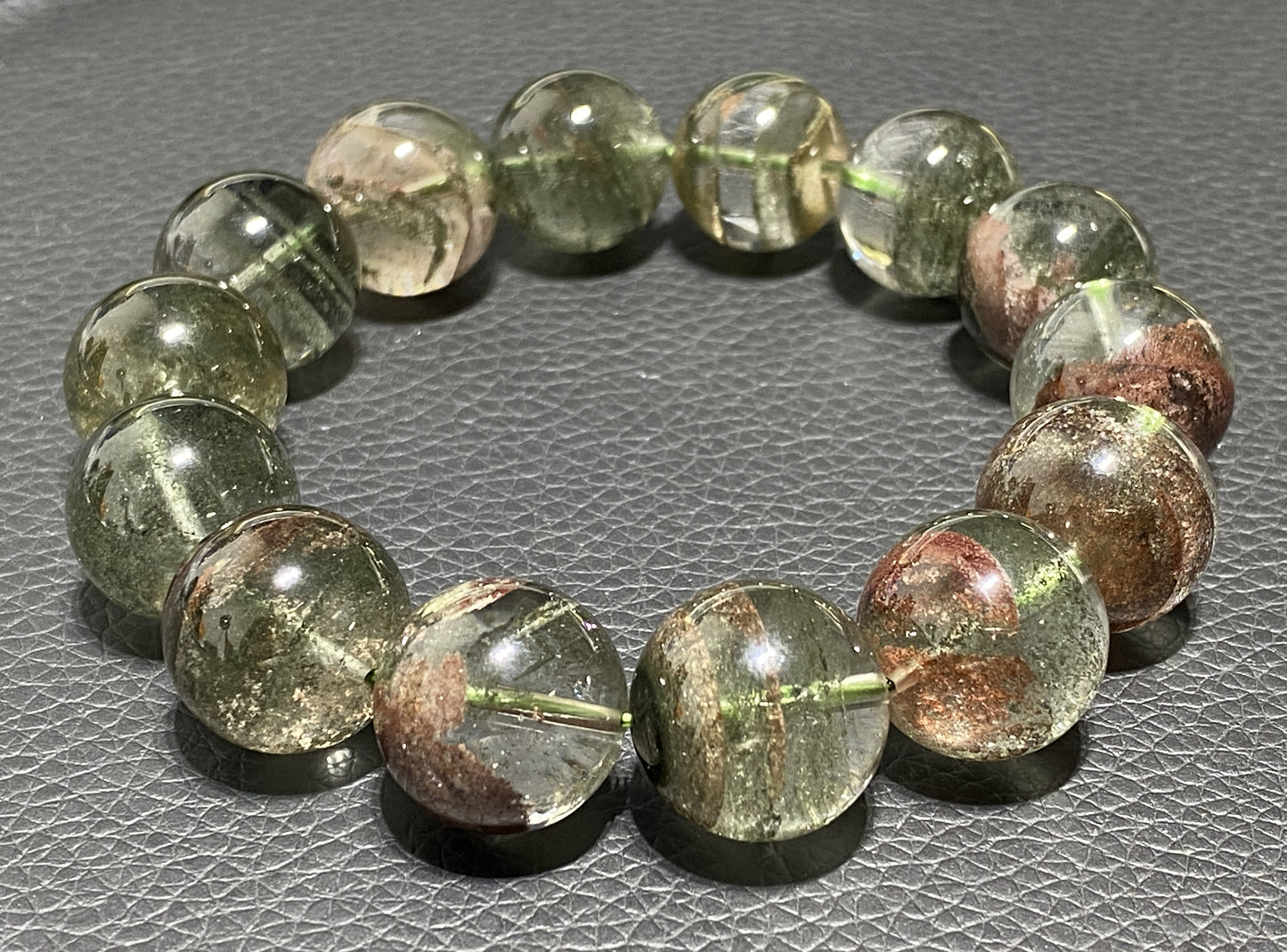 Green Phantom Crystal,AAAA Natural Authentic Zambia Green Phantom Crystal Bracelet,16mm Bracelet,Mens bracelet ET117