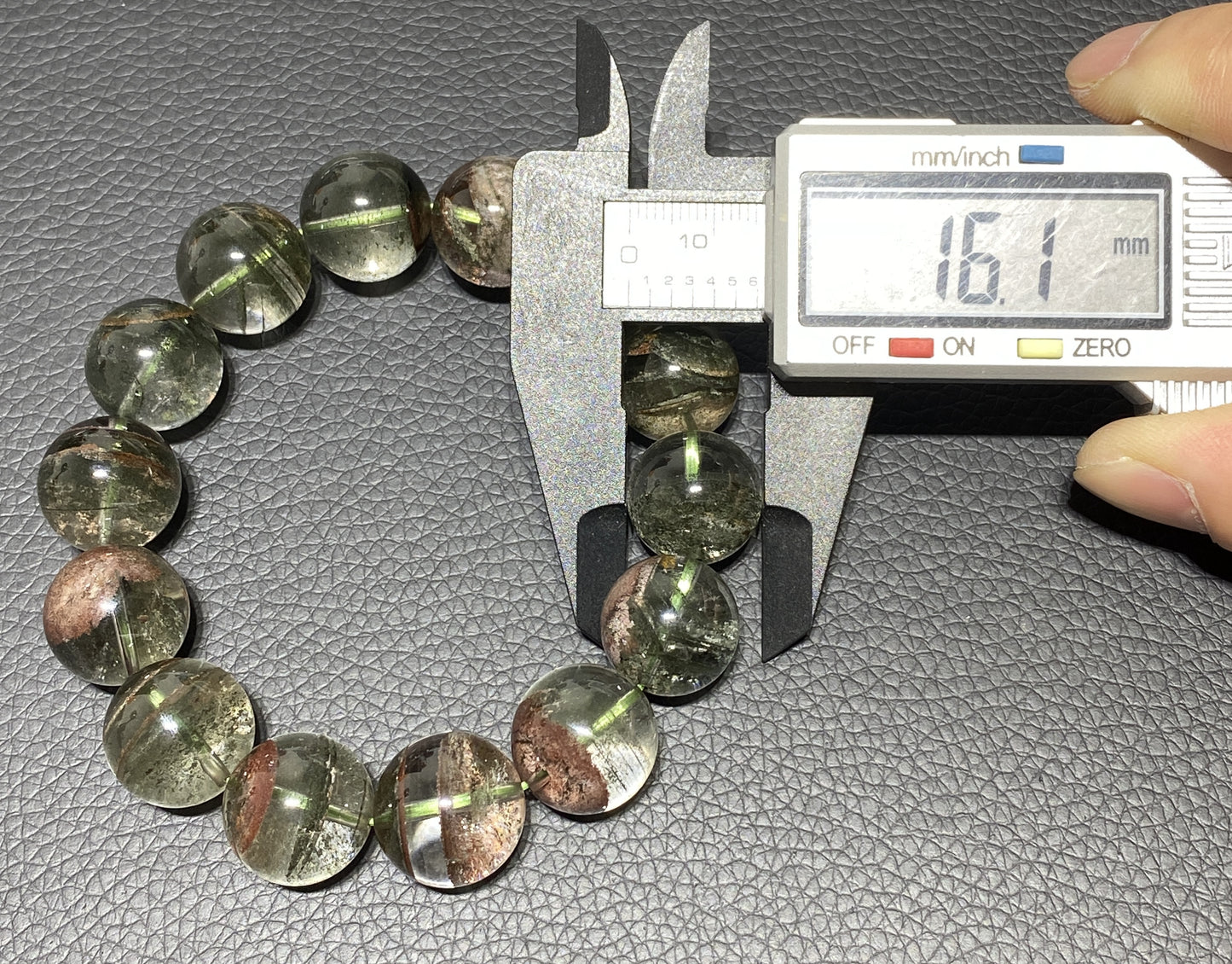 Green Phantom Crystal,AAAA Natural Authentic Zambia Green Phantom Crystal Bracelet,16mm Bracelet,Mens bracelet ET117