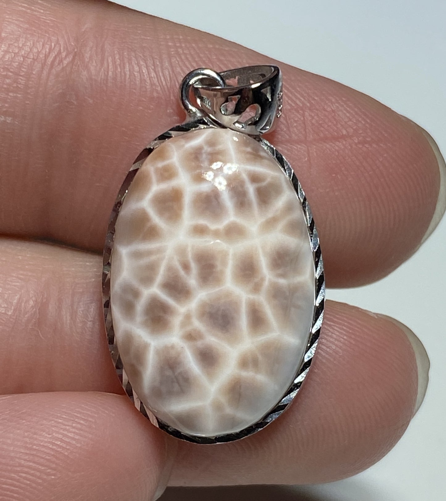 Natrolite Pendant,AAAA+ Natural Authentic Natrolite Pendant,925 Silver Pendant,Gemstone Pendant,Pink Larimar ET123