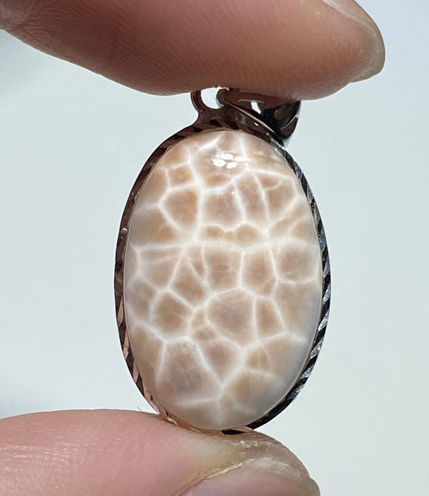 Natrolite Pendant,AAAA+ Natural Authentic Natrolite Pendant,925 Silver Pendant,Gemstone Pendant,Pink Larimar ET123