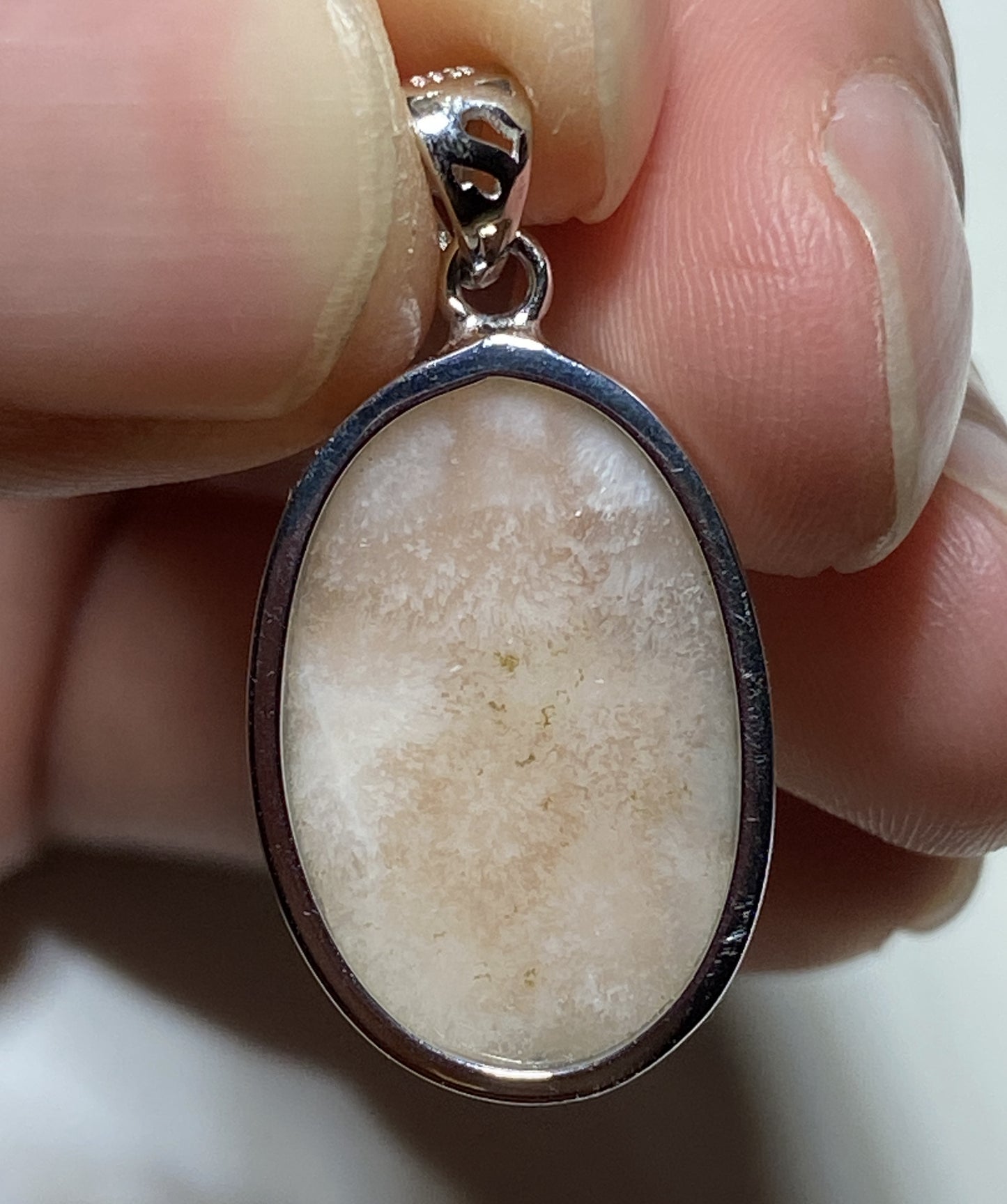 Natrolite Pendant,AAAA+ Natural Authentic Natrolite Pendant,925 Silver Pendant,Gemstone Pendant,Pink Larimar ET123