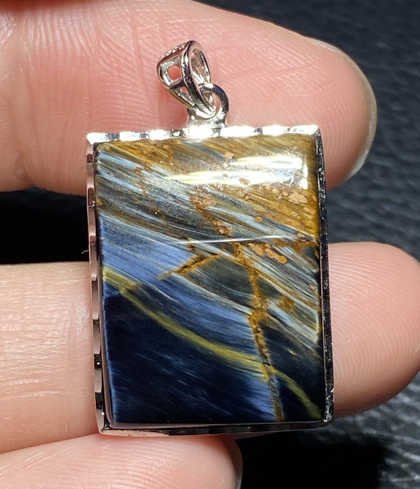 AAAA+ Natural Namibian Pietersite 925 Silver Pendant, Colored Full Fire Pietersite Pendant, Pietersite Gemstone ET139