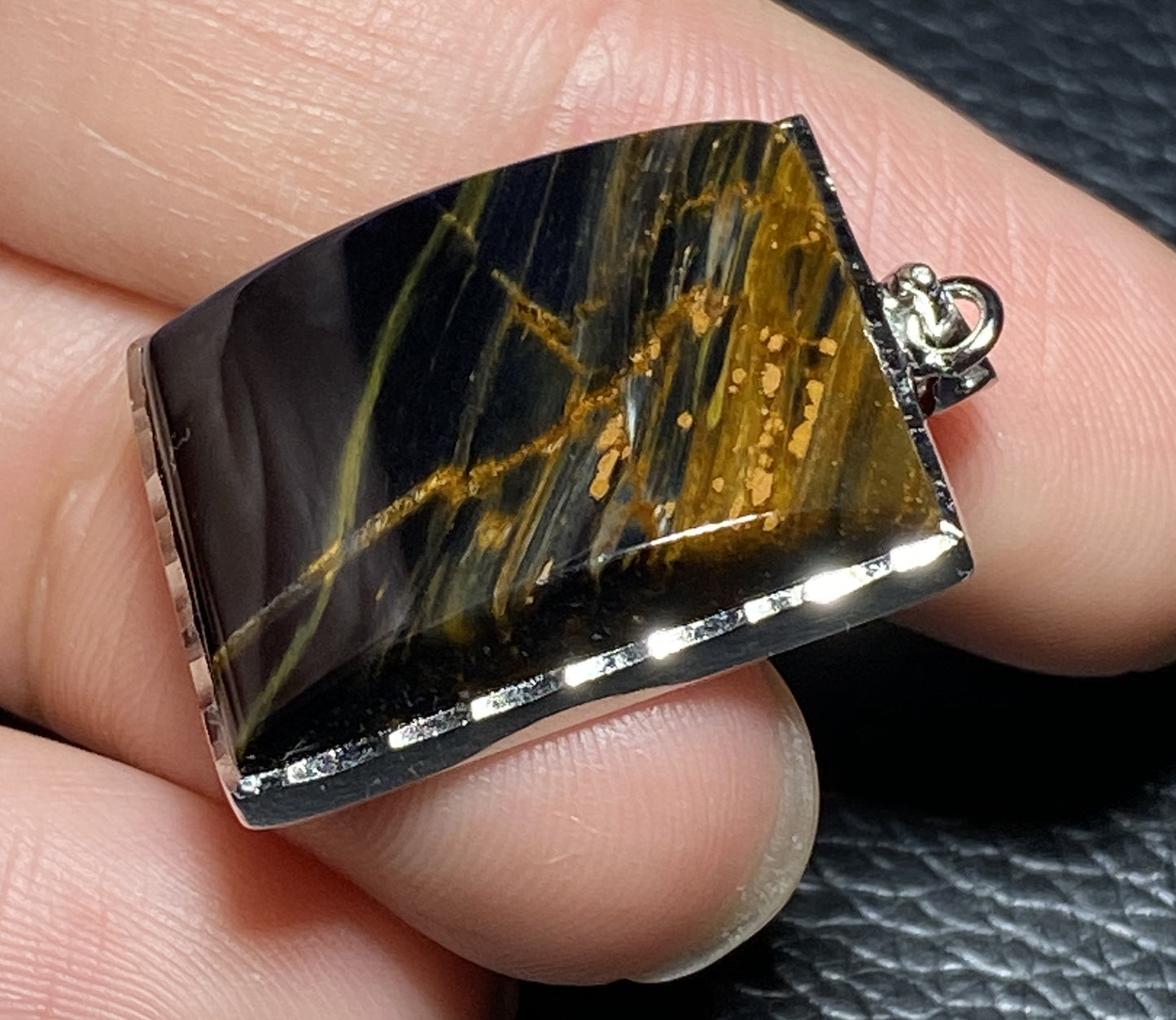 AAAA+ Natural Namibian Pietersite 925 Silver Pendant, Colored Full Fire Pietersite Pendant, Pietersite Gemstone ET139