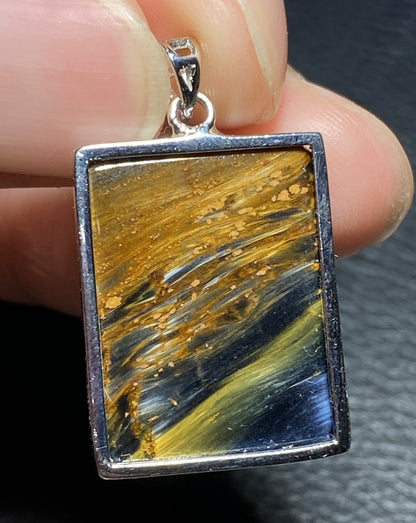 AAAA+ Natural Namibian Pietersite 925 Silver Pendant, Colored Full Fire Pietersite Pendant, Pietersite Gemstone ET139