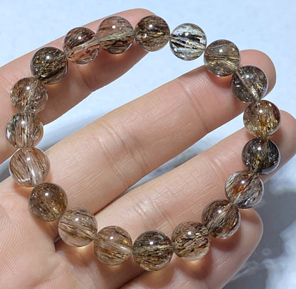 AAAA+ Natural Authentic Black Gold Super Seven Bracelet,Super 7 Bracelet,Healing Stone Jewelry,10 mmBead Bracelet ET151