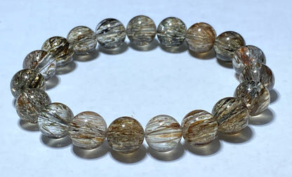 AAAA+ Natural Authentic Black Gold Super Seven Bracelet,Super 7 Bracelet,Healing Stone Jewelry,10 mmBead Bracelet ET151