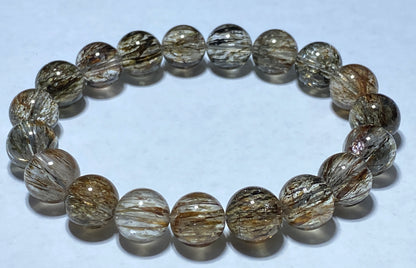 AAAA+ Natural Authentic Black Gold Super Seven Bracelet,Super 7 Bracelet,Healing Stone Jewelry,10 mmBead Bracelet ET151