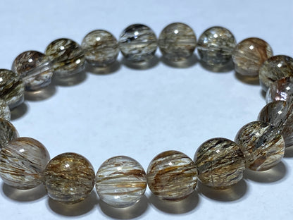 AAAA+ Natural Authentic Black Gold Super Seven Bracelet,Super 7 Bracelet,Healing Stone Jewelry,10 mmBead Bracelet ET151