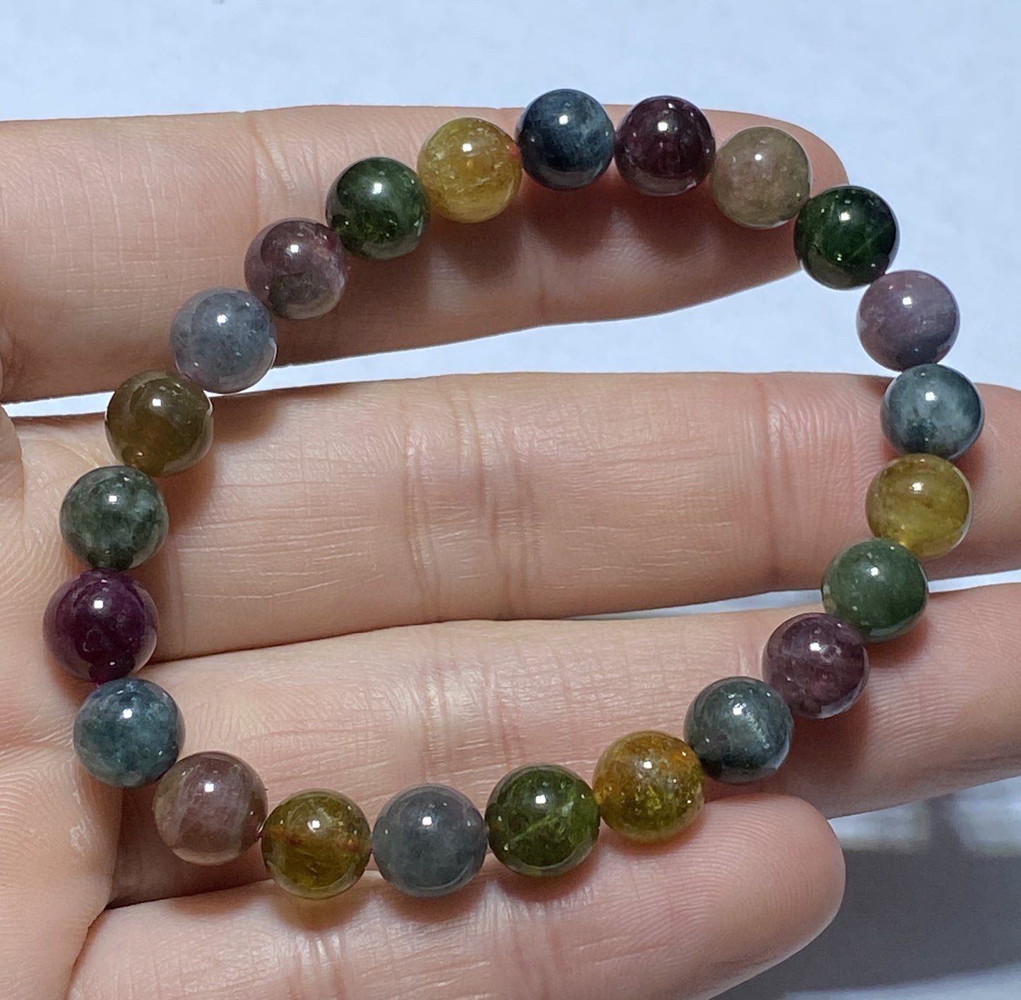 AAA++ Natural Authentic Tourmaline Bracelet,Rainbow Tourmaline Bracelet,Crystal Bracelet,Gemstone Bracelet ET156